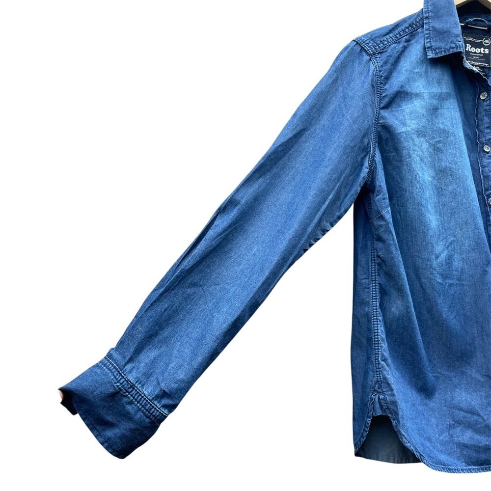 Roots SouthWestern Lightweight Denim Blue Shirt 100% cotton Sz L Ranch Rodeo - Picture 5 of 15
